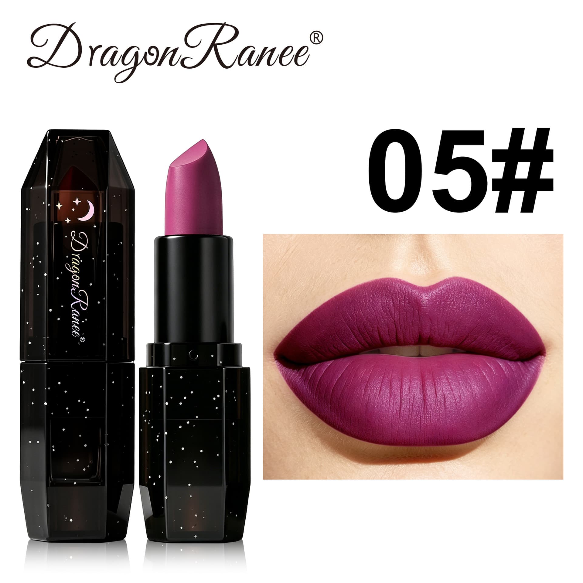 DragonRanee Obsidian Starlight Matte Lipstick shade 1455c05